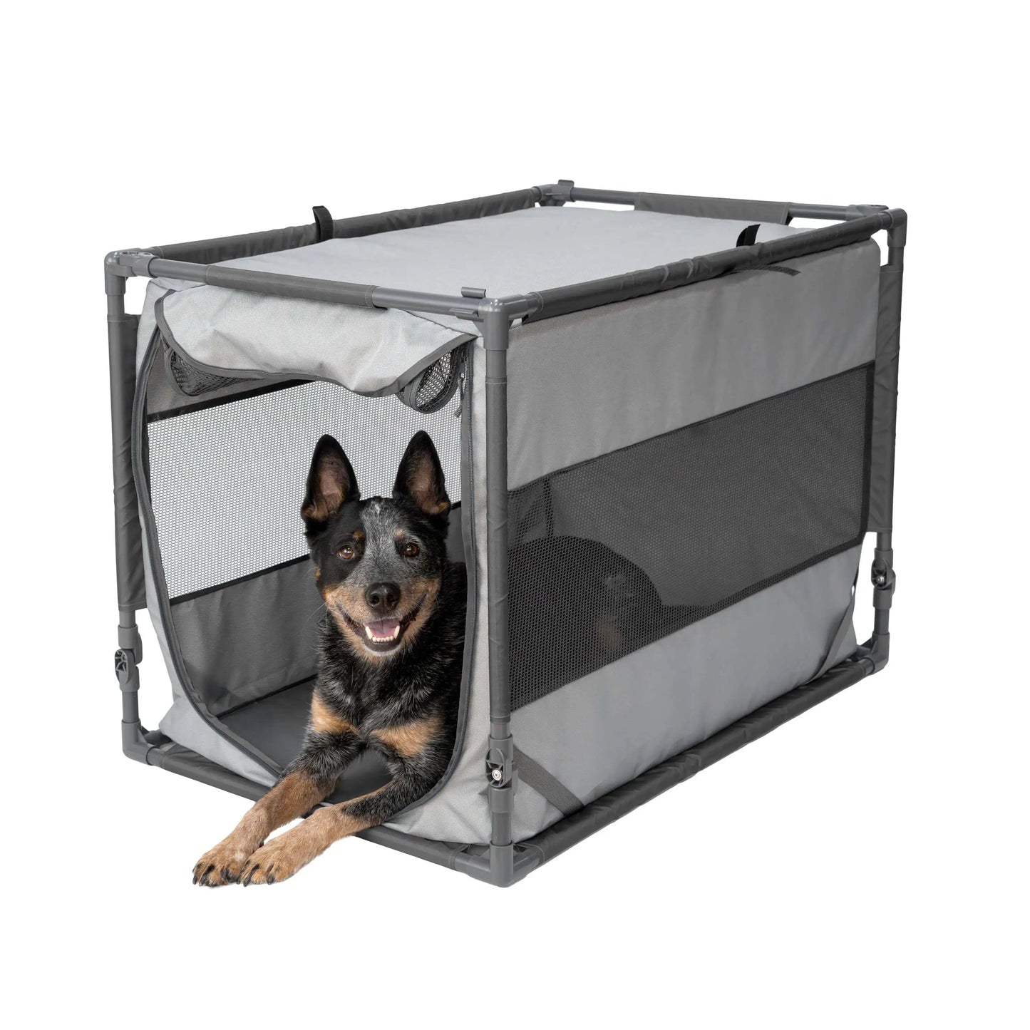 Portable Folding Dog Kennel, Gray, Large, Easy to store
