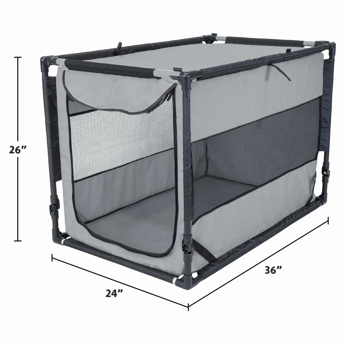 Portable Folding Dog Kennel, Gray, Large, Easy to store