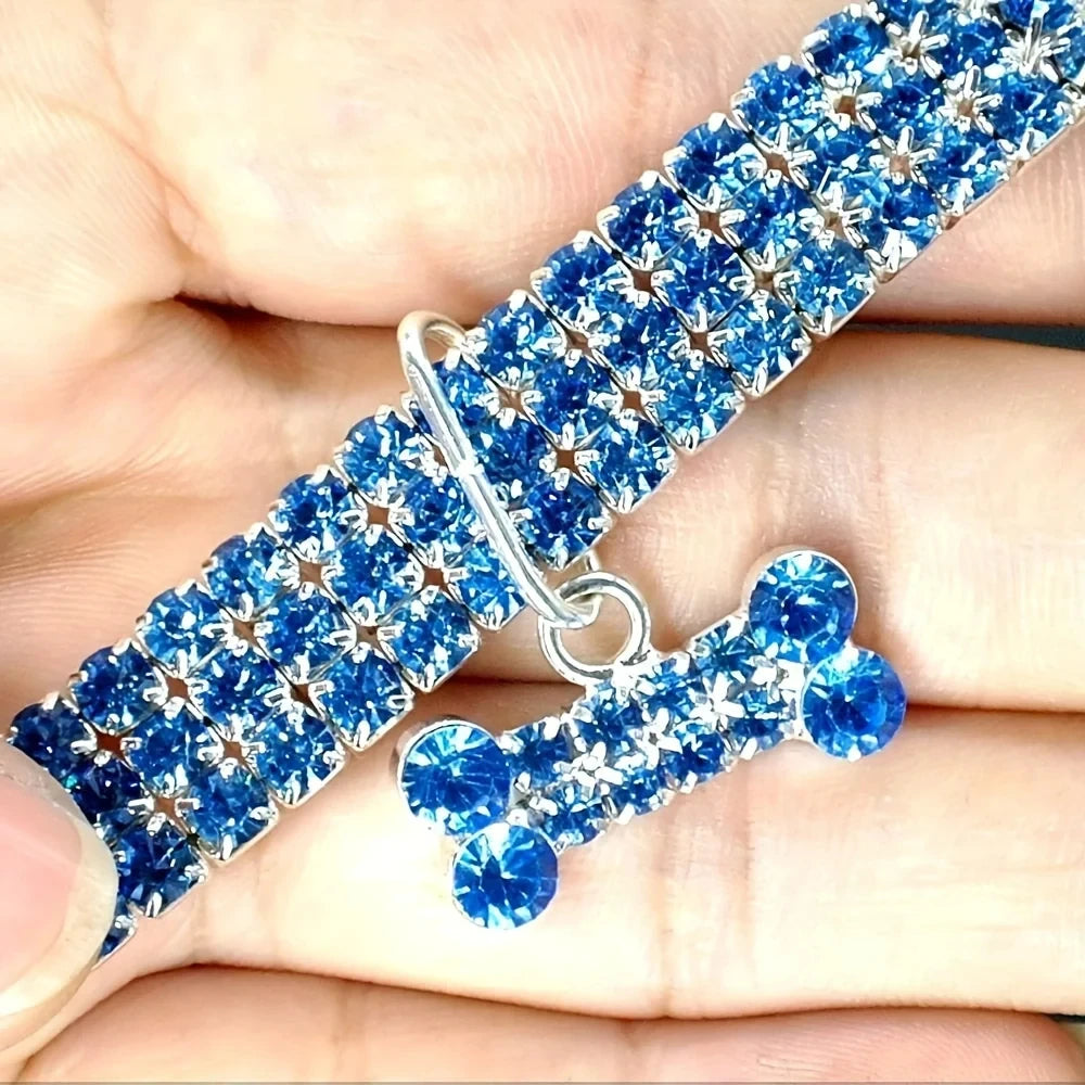 Bling Bone Pet Collar-Adjustable Necklace for Small Dogs and Cats-Cute and Fancy Accessory for Puppies-Adds Style and Glamour
