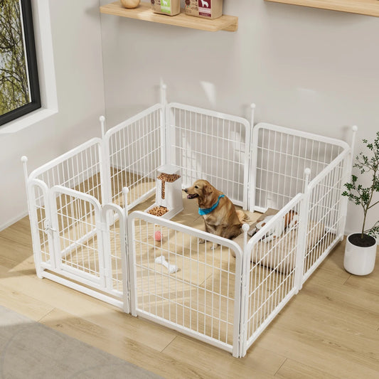 Dog Playpen 8 Panels 24" Height Heavy Duty Dog Fence Puppy Pen for Large Medium Small Dogs Indoor Outdoor Foldable Pet Exercise